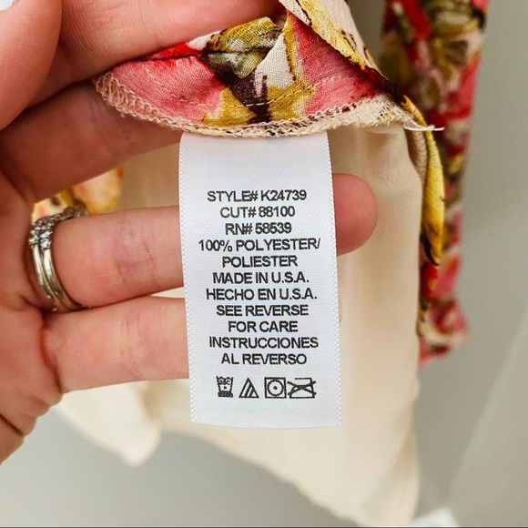 Kut from the Kloth Floral Print Sheer Button Up Top Pink Sz XS - Picture 5 of 8